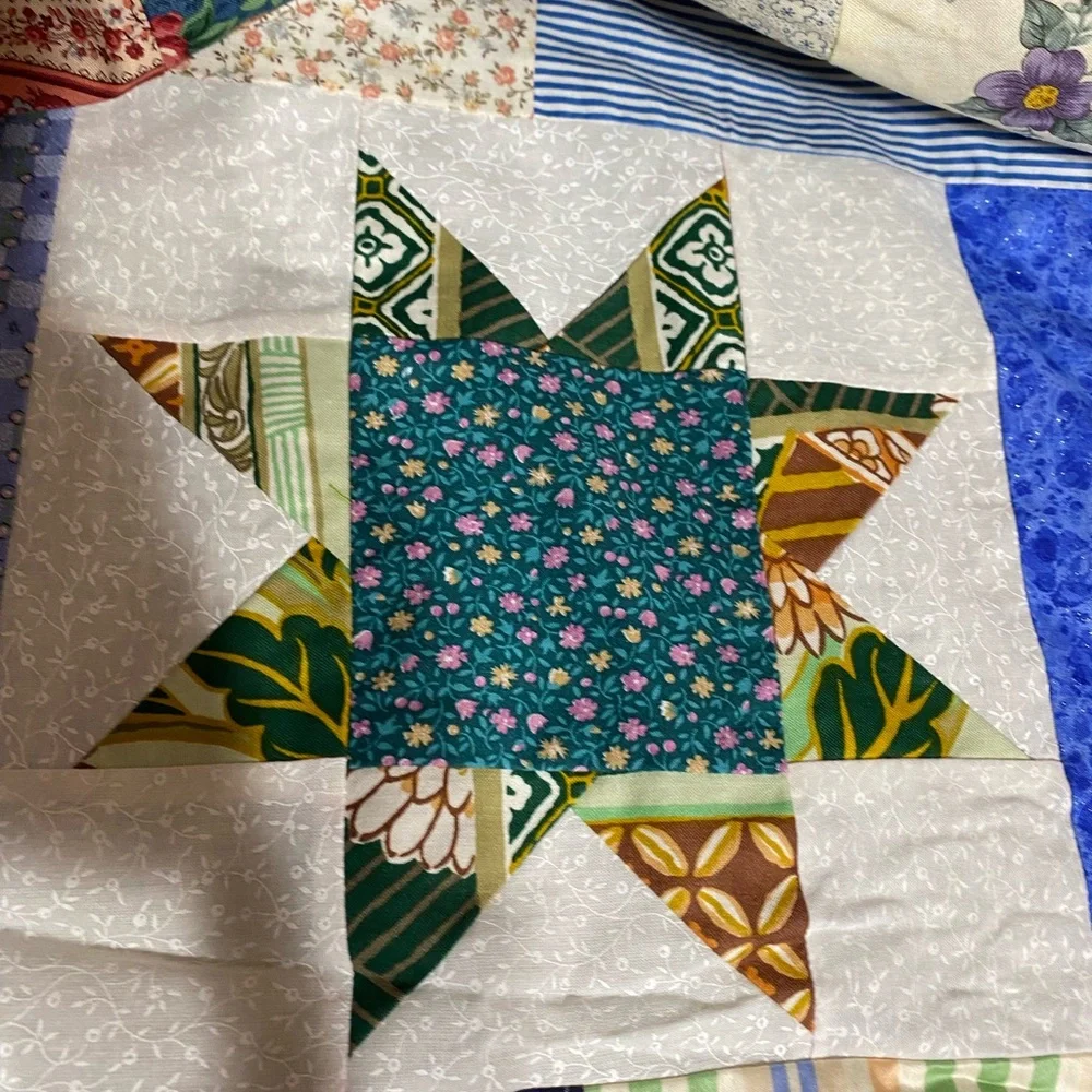 Handmade Patchwork Star Quilt - Multicolor
